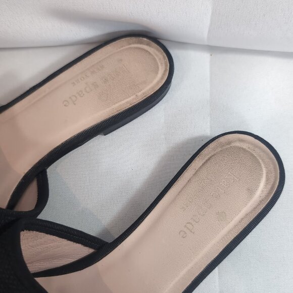 Kate Spade Maddie BEE Buzz Worthy Shoes Flats Black Gold Beaded Embroidered 7.5 - Picture 4 of 16